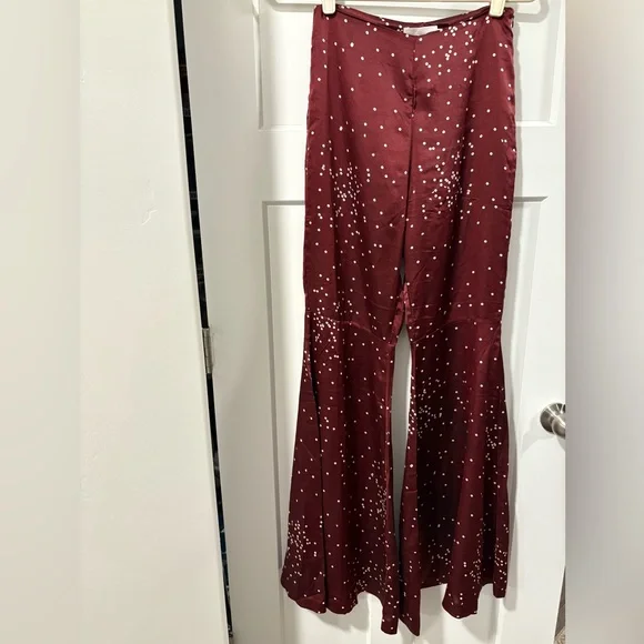 Line + Dot Burgundy Flared Pants - Picture 2 of 12